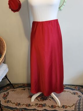 Classic Red Satin Maxi Skirt